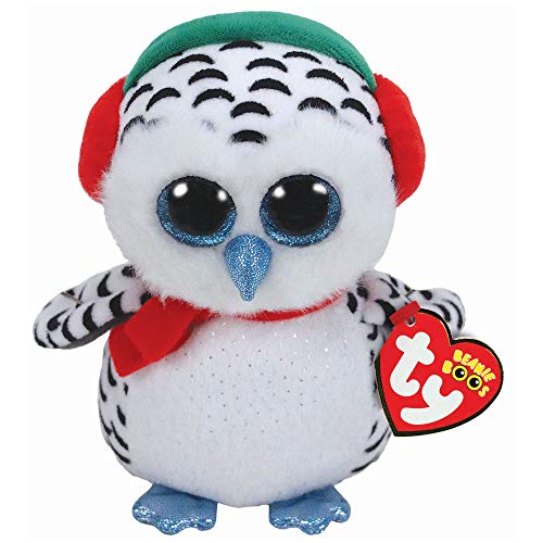 TY 36221 los nidos, nieve búho 15 cm Beanie Boo 's, Blanco, Verde, Rojo, Negro , color/modelo surtido