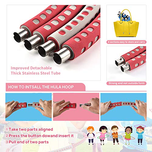 TYCOLIT Hula Hoop Fitness Desmontable, Professional Hula Hoop Adultos Fitness 1.2kg para Adelgazar, Ancho Ajustable (19-37in)，Aro de Fitness con Caja de Color