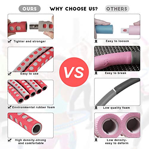 TYCOLIT Hula Hoop Fitness Desmontable, Professional Hula Hoop Adultos Fitness 1.2kg para Adelgazar, Ancho Ajustable (19-37in)，Aro de Fitness con Caja de Color