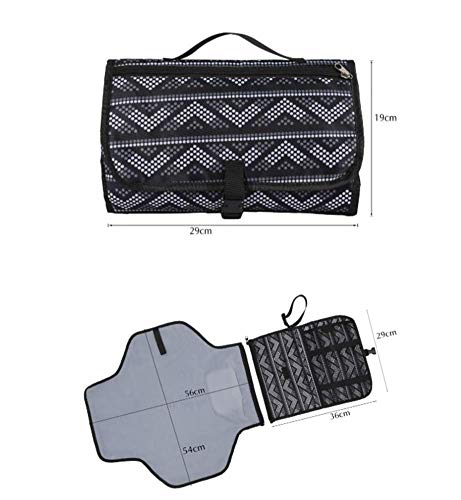 TYP Mall Cambiador Portátil Plegable Bolso Cambiador De Viaje Colchón Impermeable para Recién Nacidos, Kit De Regalo para Niño O Niña Negro, 92X54cm