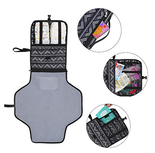 TYP Mall Cambiador Portátil Plegable Bolso Cambiador De Viaje Colchón Impermeable para Recién Nacidos, Kit De Regalo para Niño O Niña Negro, 92X54cm