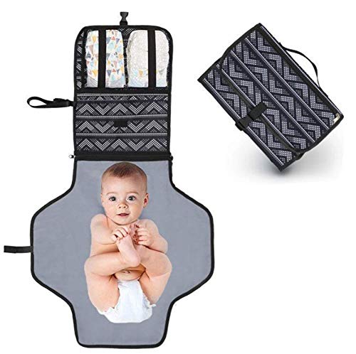 TYP Mall Cambiador Portátil Plegable Bolso Cambiador De Viaje Colchón Impermeable para Recién Nacidos, Kit De Regalo para Niño O Niña Negro, 92X54cm