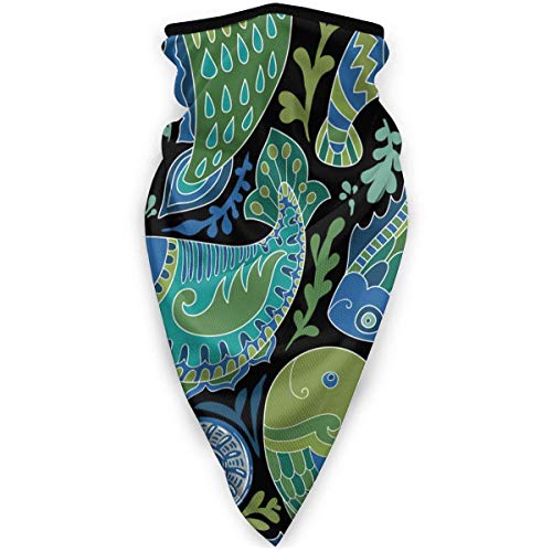 Tzshak Paisley Boho Estampado de Flores Estampado Marfil Windbreak Bufanda Mascarilla Máscara de Polvo Lavable Pasamontañas Bandana