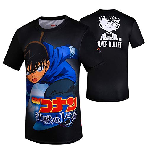 tzxdbh Anime Que rodea la Camiseta de Manga Corta Camisa Estampada de Dibujos Animados Casual de Verano Masculino de Luffy 柯南 L