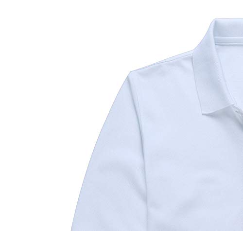 U/A Camisa de manga larga de algodón para hombre, solapa Blanco blanco L