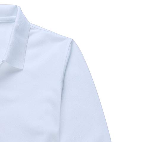 U/A Camisa de manga larga de algodón para hombre, solapa Blanco blanco L