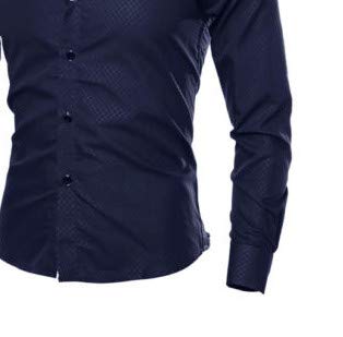 U/A Camisa formal para hombre, de manga larga, de manga larga, ajustada, para trabajo de negocios Azul azul L