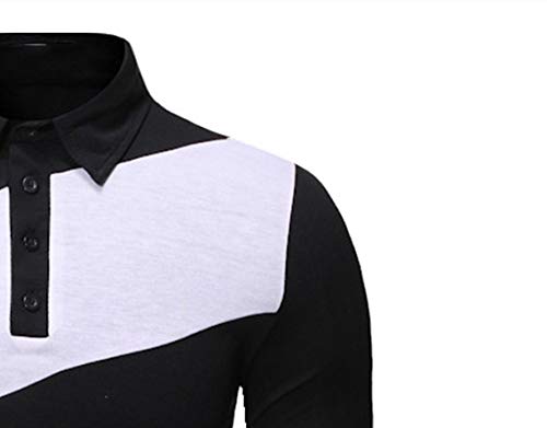 U/A - Camiseta de manga larga con diseño de contraste de color para hombre Negro Negro ( L