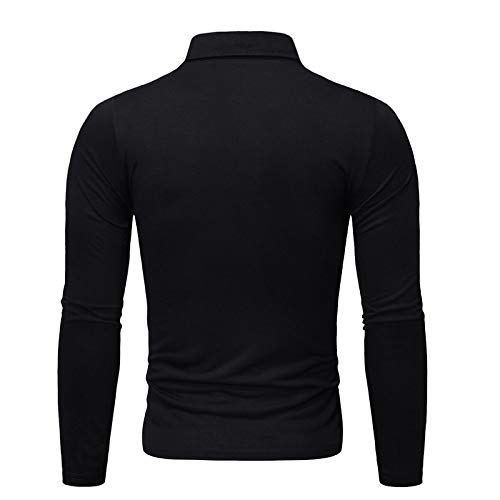 U/A - Camiseta de manga larga con diseño de contraste de color para hombre Negro Negro ( L