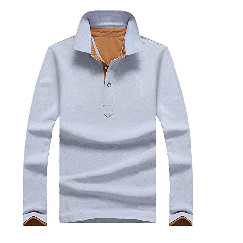 U/A Camiseta de manga larga de algodón para hombre, color liso Gris gris 3XL