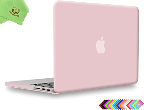 UESWILL Estuche de cubierta dura mate para MacBook Pro (Retina, 15 pulgadas), modelo A1398 + paño de limpieza de microfibra, cuarzo rosa