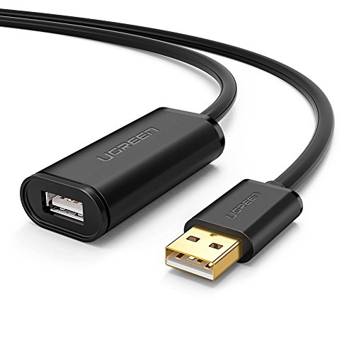 UGREEN Cable Alargador USB, Cable Extensión USB 2,0 Activo Macho a Hembra para Juegos de Consola, cámaras Digitales, Webcam, cámara Web, Impresoras y ratón, 5 Metros