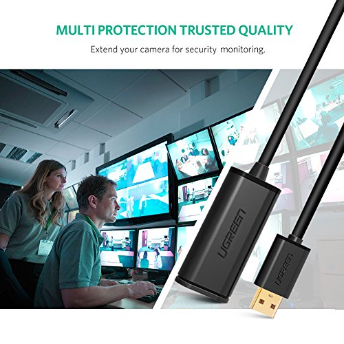 UGREEN Cable Alargador USB, Cable Extensión USB 2,0 Activo Macho a Hembra para Juegos de Consola, cámaras Digitales, Webcam, cámara Web, Impresoras y ratón, 5 Metros