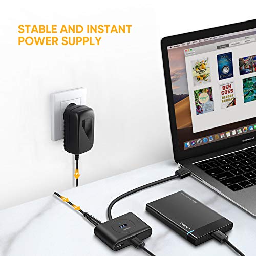 UGREEN DC 5V 2A Adaptador de Corriente, AC 100-240V EU Cargador de Pared con Clavija 3.5mm Alimentación para Cámara Foscam, Hub USB, SATA Adaptador, etc(1.5M)