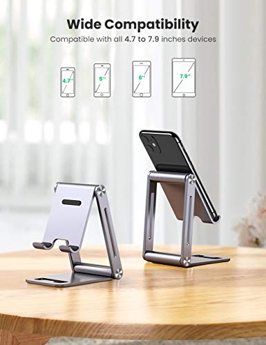 UGREEN Soporte Móvil, Universal Multiángulo Soporte Ajustable, Soporte Plegable de Aluminio para Teléfono e Smartphones, Compatible con Xiaomi Redmi Note 8, A2, Mi 9, iPhone XR, XS, 8, Samsung S10 S9