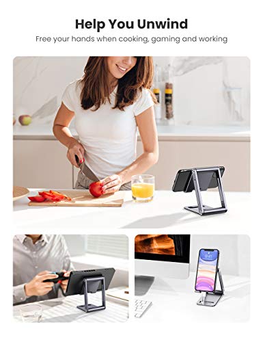 UGREEN Soporte Móvil, Universal Multiángulo Soporte Ajustable, Soporte Plegable de Aluminio para Teléfono e Smartphones, Compatible con Xiaomi Redmi Note 8, A2, Mi 9, iPhone XR, XS, 8, Samsung S10 S9