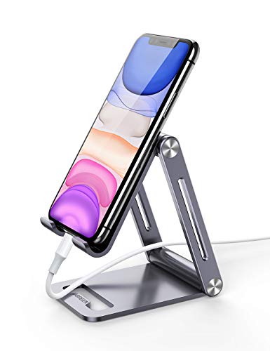UGREEN Soporte Móvil, Universal Multiángulo Soporte Ajustable, Soporte Plegable de Aluminio para Teléfono e Smartphones, Compatible con Xiaomi Redmi Note 8, A2, Mi 9, iPhone XR, XS, 8, Samsung S10 S9