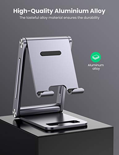 UGREEN Soporte Móvil, Universal Multiángulo Soporte Ajustable, Soporte Plegable de Aluminio para Teléfono e Smartphones, Compatible con Xiaomi Redmi Note 8, A2, Mi 9, iPhone XR, XS, 8, Samsung S10 S9