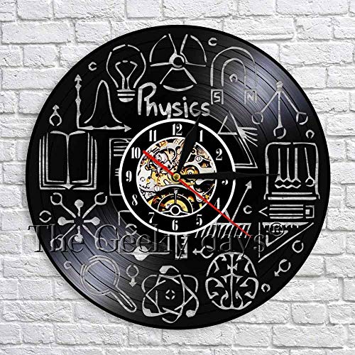 UIOLK Física Disco de Vinilo Reloj de Pared Diseño Arte Decoración de Pared Reloj Reloj de Pared 3D Amantes de la física