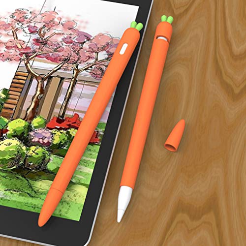 UKCOCO Funda de Lápiz Óptico con Forma de Zanahoria - Compatible con Apple Pencil 2 Funda Pantalla Táctil Funda de Lápiz Funda Protectora de Silicona Antideslizantea (Naranja)