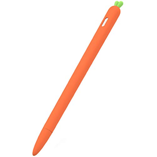 UKCOCO Funda de Lápiz Óptico con Forma de Zanahoria - Compatible con Apple Pencil 2 Funda Pantalla Táctil Funda de Lápiz Funda Protectora de Silicona Antideslizantea (Naranja)