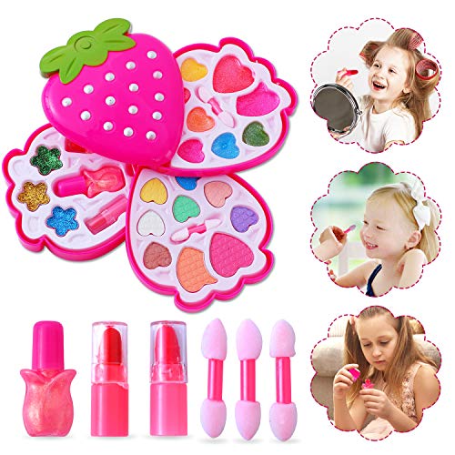 Ulikey Juguetes de Maquillaje Niñas, Juego de Maquillaje Lavables, Caja de Maquillaje, Maquillaje Niños Set Cosméticos Regalo de Princesa Cumpleaños y Navidad para Niños