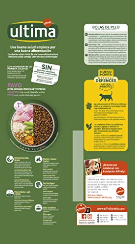 ultima Pienso Para Gatos Para Prevenir Bolas De Pelo Con Pavo 4 x 1.5 kg