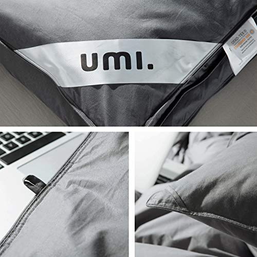 UMI. Essentials - Edredón nórdico de Pluma y plumón de Ganso Blanco con Funda 100% de algodón Impermeable (155X220cm, Gris-Cuatro Estaciones)