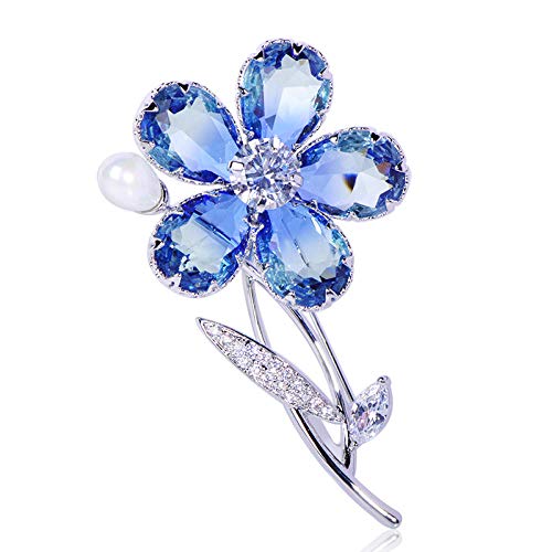 U/N Planta Flor Forma Broche Perla de imitación Circón Joyas de Cobre Mujeres Niñas Abrigo Vestido Suéter-3