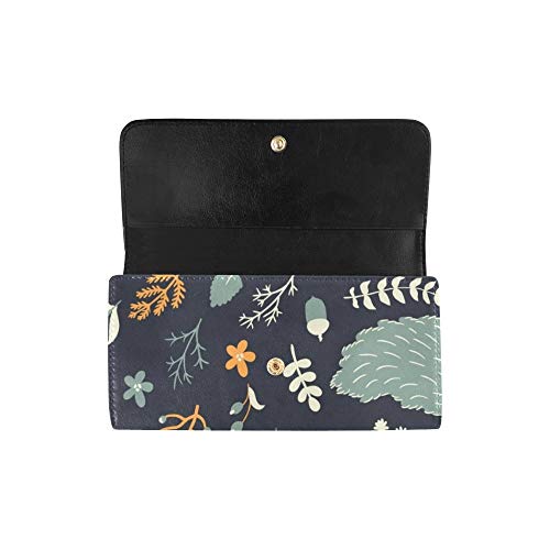 Unique Custom Cute Marmot Floral Women Trifold Wallet Long Purse Credit Card Holder Case Bolso