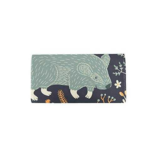 Unique Custom Cute Marmot Floral Women Trifold Wallet Long Purse Credit Card Holder Case Bolso