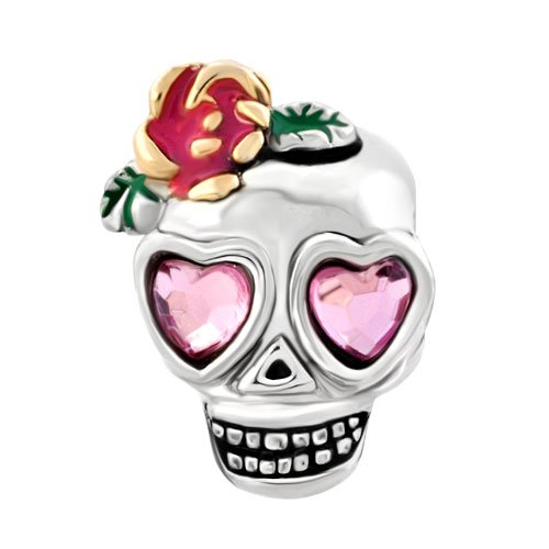 uniqueen Calavera Corazón Rosa Colgante Crystal Colgantes de Flor de ojos Venta barato Beads Fit Pandora Chamilia pulsera