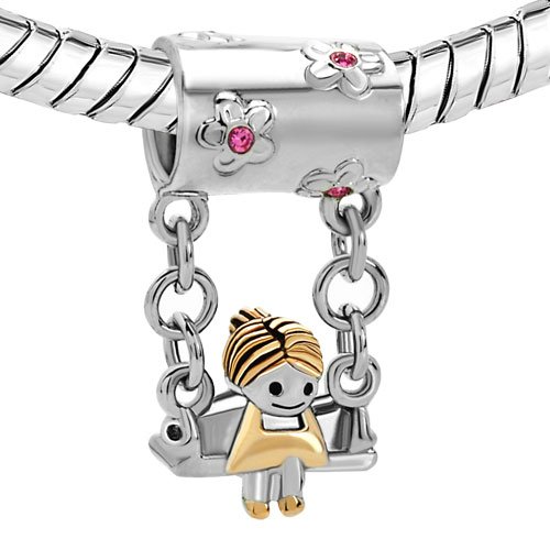 uniqueen del Día de la Madre Regalos colgante rosa Crystal Charms Sister Baby Girl sentado Venta barato Beads Fit Pandora pulsera