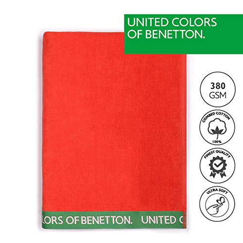 UNITED COLORS OF BENETTON. Toalla de Playa 90x160cm 380gsm Velour 100% algodón Rojo Casa Benetton, 90x160