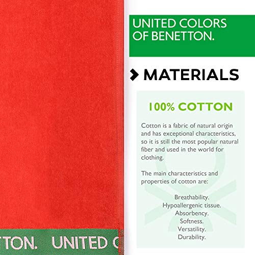 UNITED COLORS OF BENETTON. Toalla de Playa 90x160cm 380gsm Velour 100% algodón Rojo Casa Benetton, 90x160