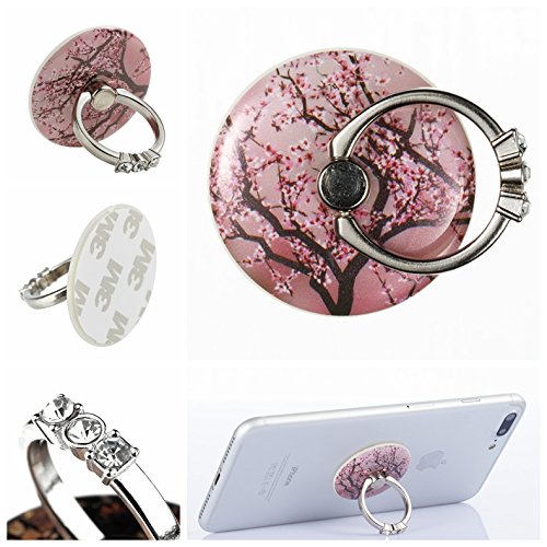 Uposao Redondas Brillantes Diamond Ring Dedos de Soporte Soporte para Smartphone para la Mano. Anillo de teléfono móvil (para una Mano Mejorada – Cerezo