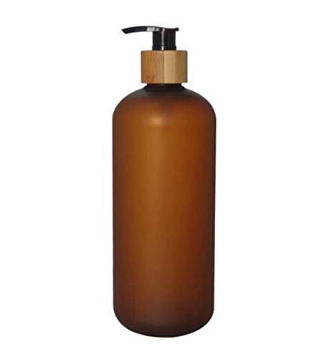 Upstore - Botella de plástico antigoteo con bomba de bambú, dispensador de jabón líquido para inodoros, cosméticos, lociones, contenedores de almacenamiento, plástico, marrón, 800ml/26oz