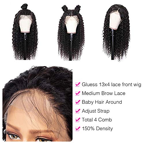 Ur Beautiful 8A peluca de pelo humano rizado 13x4 peluca delantera de encaje rizado con cabello de bebé brazilian curly wig human hair lace front pelucas rizado brasileñas natural color 8 pulgadas