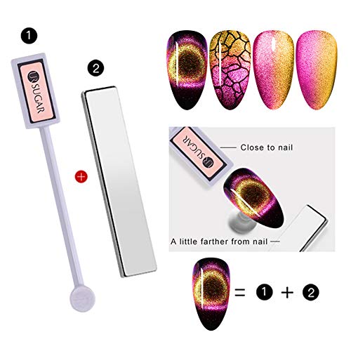 UR SUGAR 7,5ml Cat Eye Gel Nail Polish 9D Magic Aura Phantom Magnetic Chameleon Gel, 3 Colors Kit+Black Base Coat, Top Coat and Base Coat, Free Magnetic Board