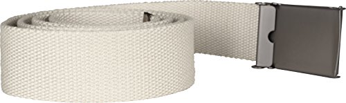 Urban Classics Belt Canvas Unisex, Hombre y Mujer, Correa de Tela, Cinturón de Cuerda sin Agujeros, con Logo en la Hebilla Cuadrada, Arena, Talla Única