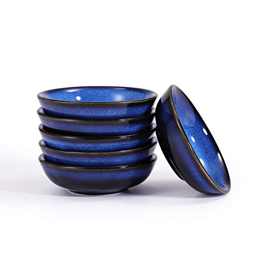 Urban Lifestyle Ayumi - Juego de 6 cuencos para salsas o salsas (7,5 cm, esmaltados a mano), color azul marino