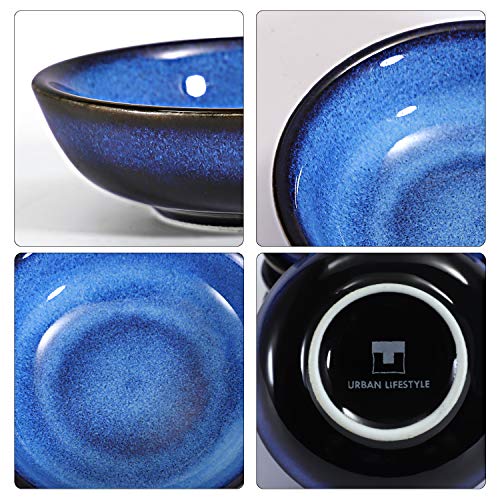 Urban Lifestyle Ayumi - Juego de 6 cuencos para salsas o salsas (7,5 cm, esmaltados a mano), color azul marino