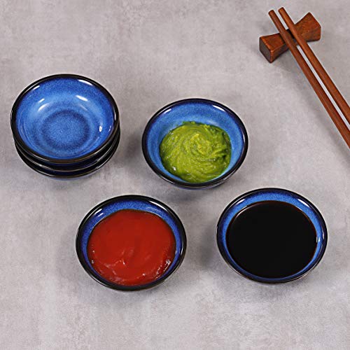 Urban Lifestyle Ayumi - Juego de 6 cuencos para salsas o salsas (7,5 cm, esmaltados a mano), color azul marino