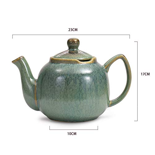 Urban Lifestyle Bristol - Tetera esmaltada a mano, cerámica, Verde marino., 1 Litro