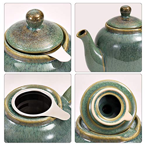 Urban Lifestyle Bristol - Tetera esmaltada a mano, cerámica, Verde marino., 1 Litro