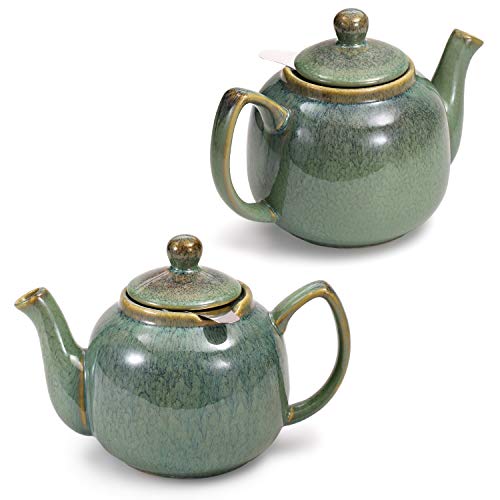 Urban Lifestyle Bristol - Tetera esmaltada a mano, cerámica, Verde marino., 1 Litro