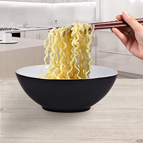 Urban Lifestyle - Juego de 2 cuencos de cerámica (20 cm, con esmalte), color blanco y negro