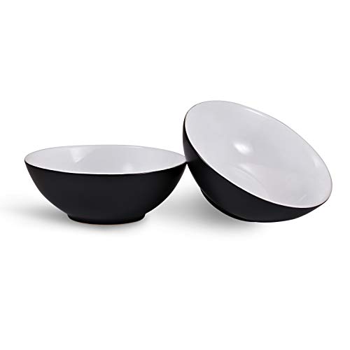 Urban Lifestyle - Juego de 2 cuencos de cerámica (20 cm, con esmalte), color blanco y negro