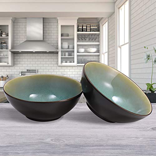 Urban Lifestyle - Juego de 2 Cuencos de cerámica (20,5 cm), Color Negro y Verde
