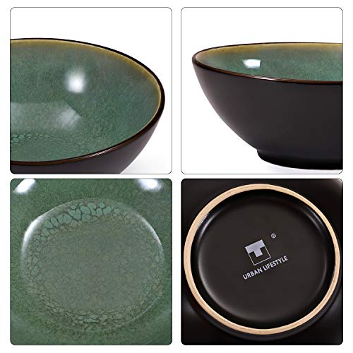 Urban Lifestyle - Juego de 2 Cuencos de cerámica (20,5 cm), Color Negro y Verde